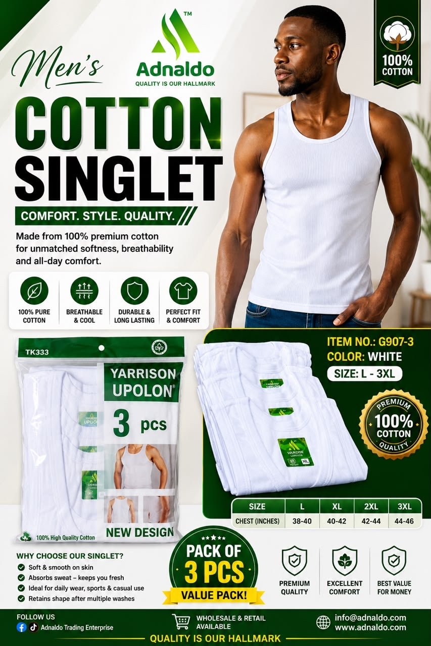 Cotten Singlet (3PCS) Pack