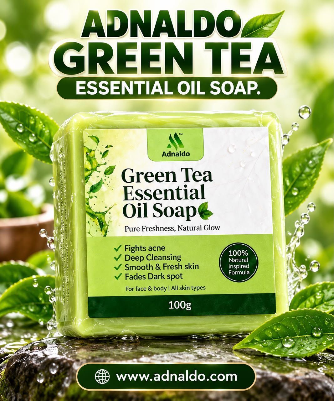 ADNALDO GREEN TEA ESSENTIAL OIL SOAP